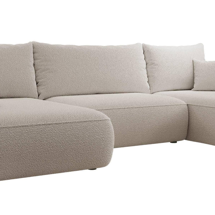 NADUVI Collection Philipa U-bank Links met Slaapfunctie - Bouclé - Taupe