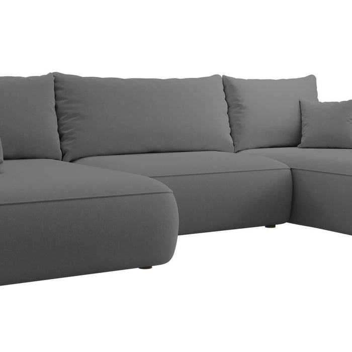 NADUVI Collection Philipa U-bank Links met Slaapfunctie - Velvet - Donkergrijs