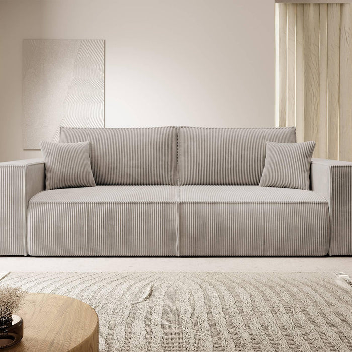 NADUVI Collection Galine 3-zitsbank met Slaapfunctie - Ribstof - Beige