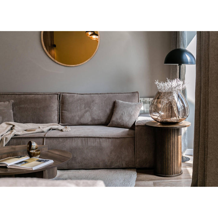 NADUVI Collection Galine 3-zitsbank met Slaapfunctie - Ribstof - Beige