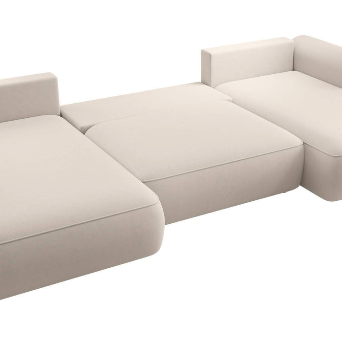 NADUVI Collection Philipa U-bank Links met Slaapfunctie - Velvet - Crème