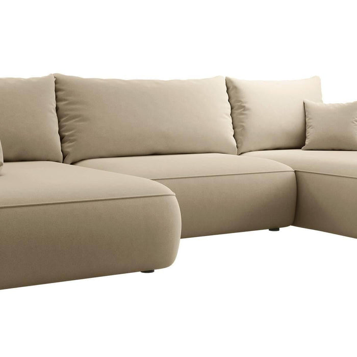 NADUVI Collection Philipa U-bank Links met Slaapfunctie - Velvet - Beige