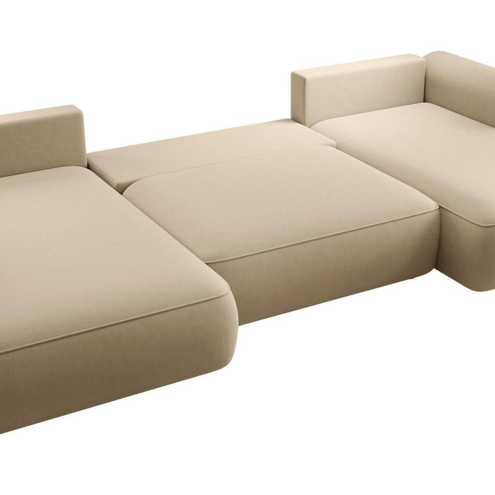 NADUVI Collection Philipa U-bank Links met Slaapfunctie - Velvet - Beige