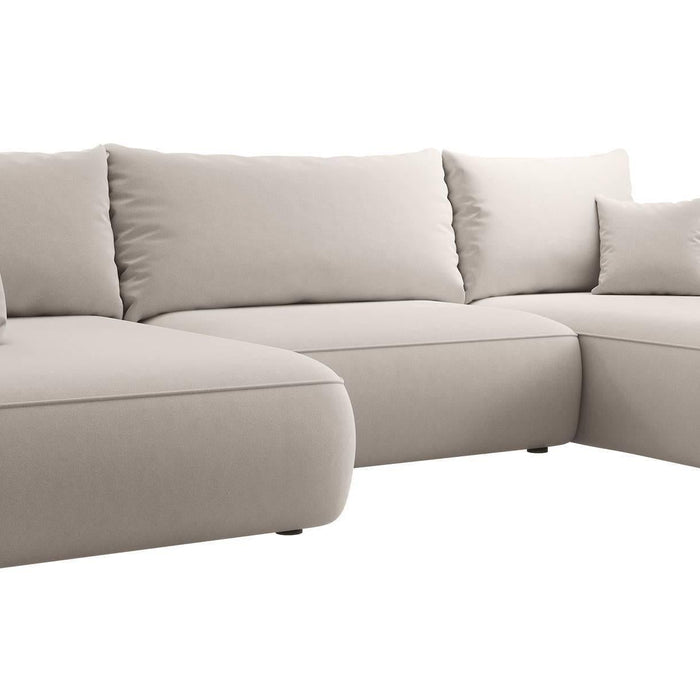 NADUVI Collection Philipa U-bank Links met Slaapfunctie - Velvet - Gebroken wit