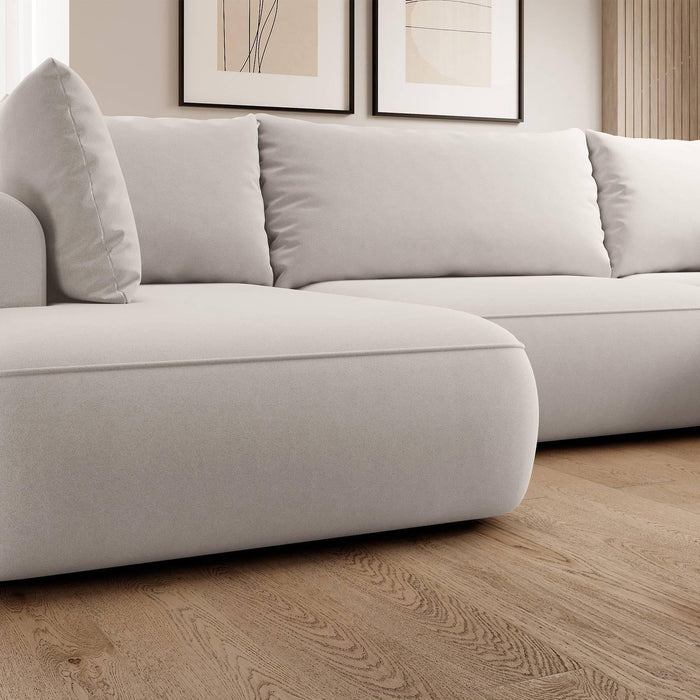 NADUVI Collection Philipa U-bank Links met Slaapfunctie - Velvet - Gebroken wit