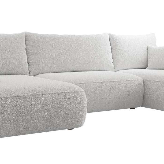 NADUVI Collection Philipa U-bank Links met Slaapfunctie - Bouclé - Lichtgrijs