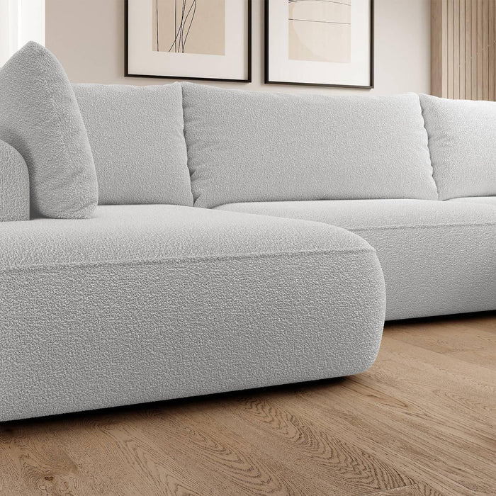 NADUVI Collection Philipa U-bank Links met Slaapfunctie - Bouclé - Lichtgrijs