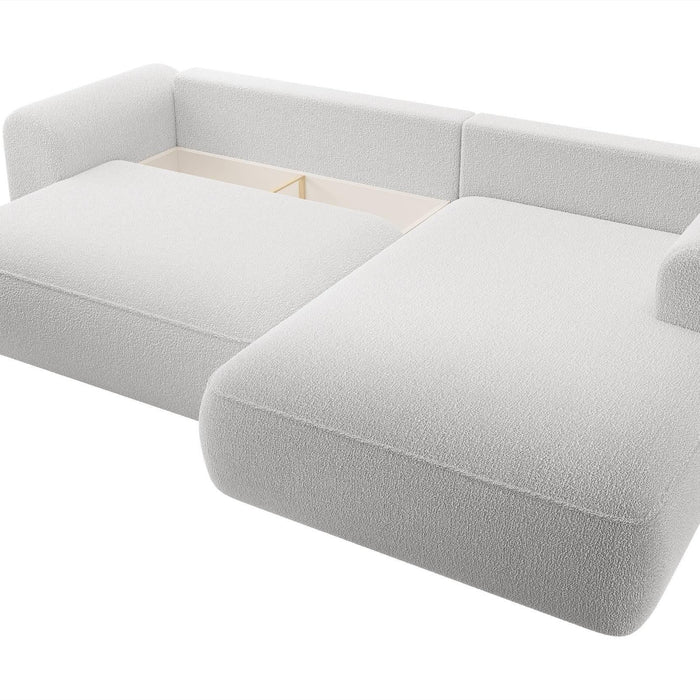 NADUVI Collection Philipa Hoekbank Rechts met Slaapfunctie - Bouclé - Lichtgrijs
