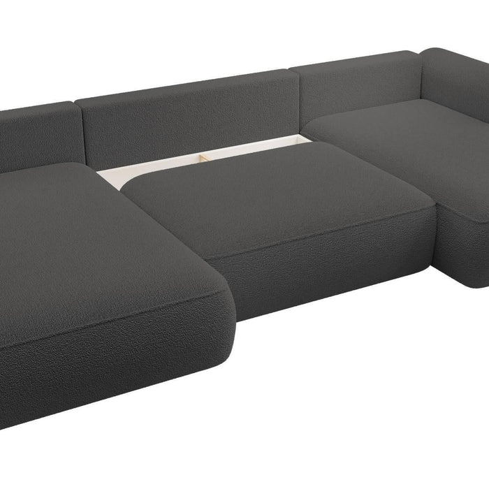 NADUVI Collection Philipa U-bank Links met Slaapfunctie - Bouclé - Antraciet