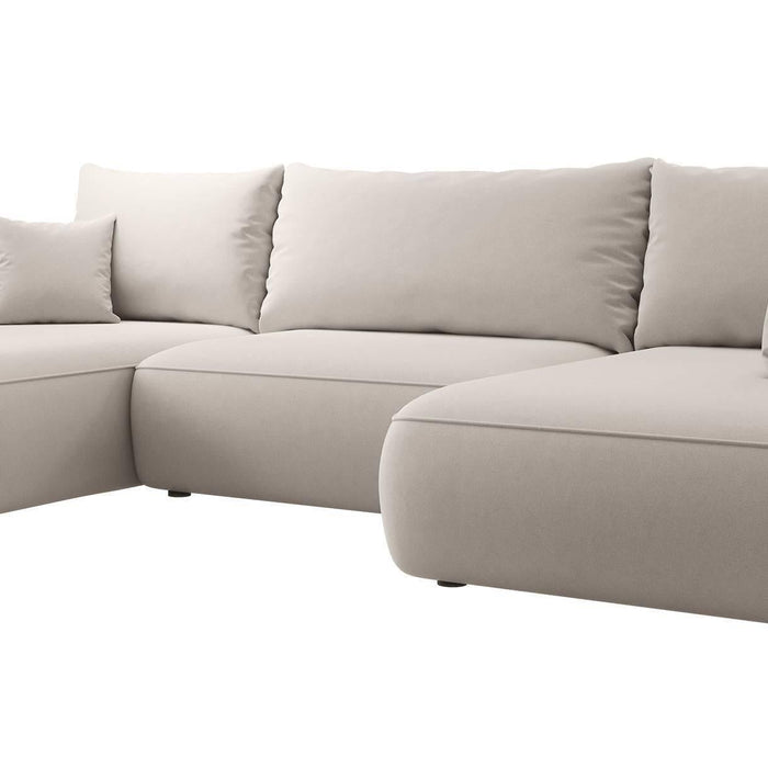 NADUVI Collection Philipa U-bank Rechts met Slaapfunctie - Velvet - Gebroken wit