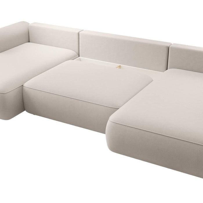 NADUVI Collection Philipa U-bank Rechts met Slaapfunctie - Velvet - Gebroken wit