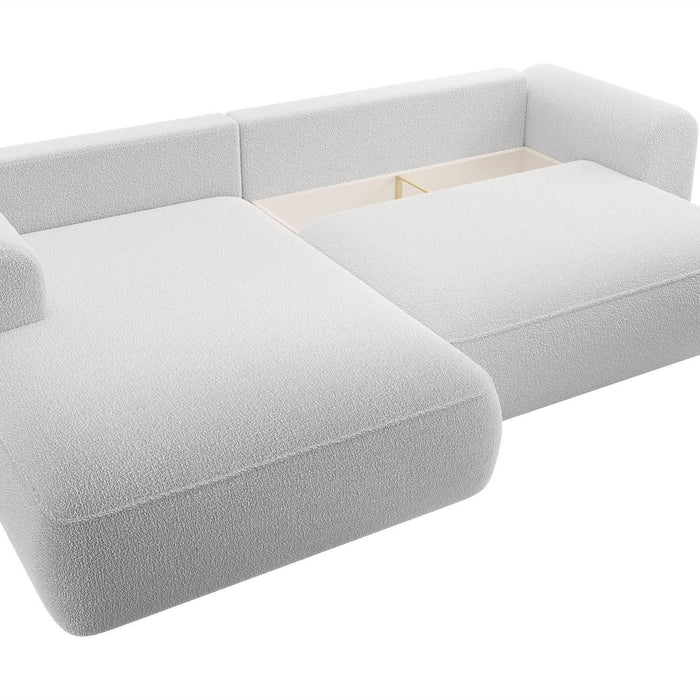 NADUVI Collection Philipa Hoekbank Links met Slaapfunctie - Bouclé - Lichtgrijs