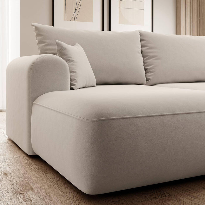 NADUVI Collection Philipa Hoekbank Links met Slaapfunctie - Velvet - Crème