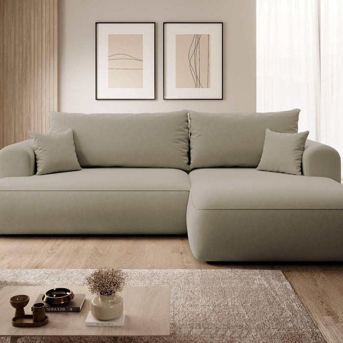 NADUVI Collection Philipa Hoekbank Rechts met Slaapfunctie - Velvet - Beige