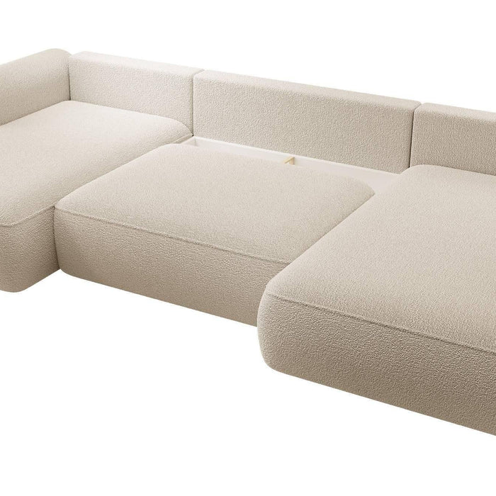 NADUVI Collection Philipa U-bank Rechts met Slaapfunctie - Bouclé - Beige