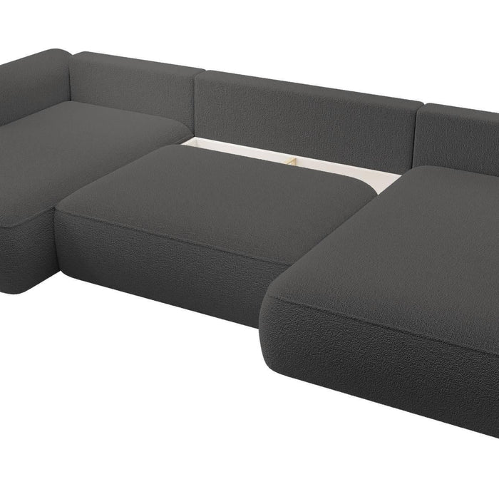 NADUVI Collection Philipa U-bank Rechts met Slaapfunctie - Bouclé - Antraciet