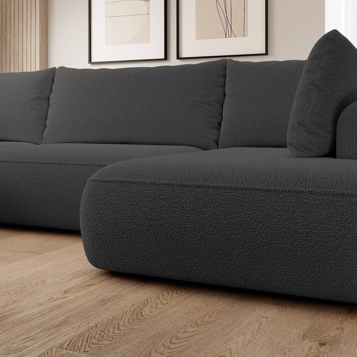 NADUVI Collection Philipa U-bank Rechts met Slaapfunctie - Bouclé - Antraciet