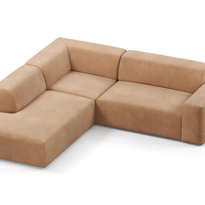 NADUVI Collection Nina Big Hoekbank Links - Velvet - Camel bruin