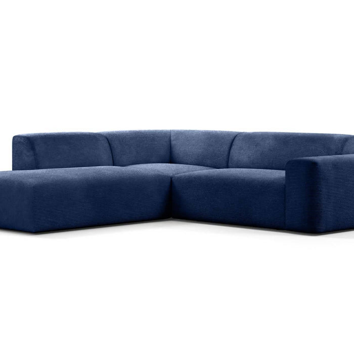 NADUVI Collection Nina Big Hoekbank Links - Ribstof - Donkerblauw