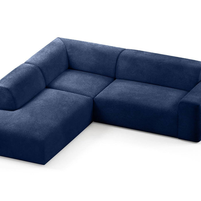 NADUVI Collection Nina Big Hoekbank Links - Ribstof - Donkerblauw