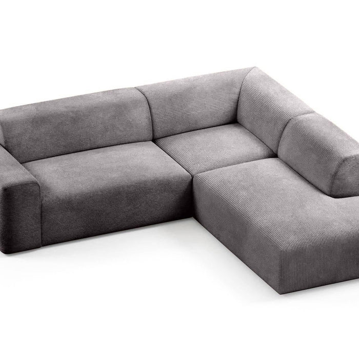 NADUVI Collection Nina Big Hoekbank Rechts - Ribstof - Grijs