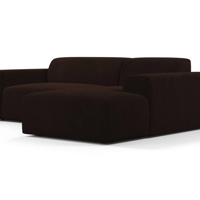 NADUVI Collection Nina Hoekbank Rechts - Ribstof - Donkerbruin