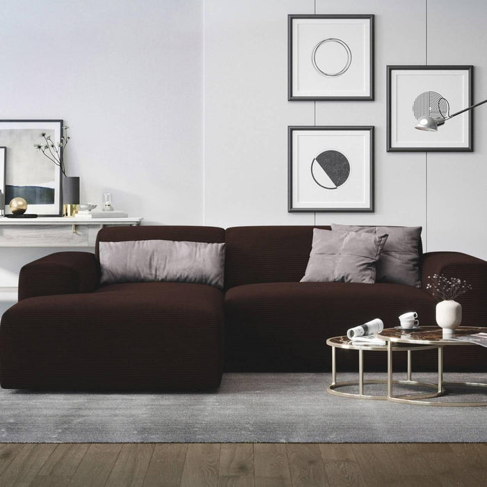 NADUVI Collection Nina Hoekbank Links - Ribstof - Donkerbruin