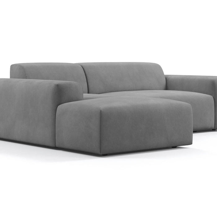 NADUVI Collection Nina Hoekbank Links - Velvet - Lichtgrijs