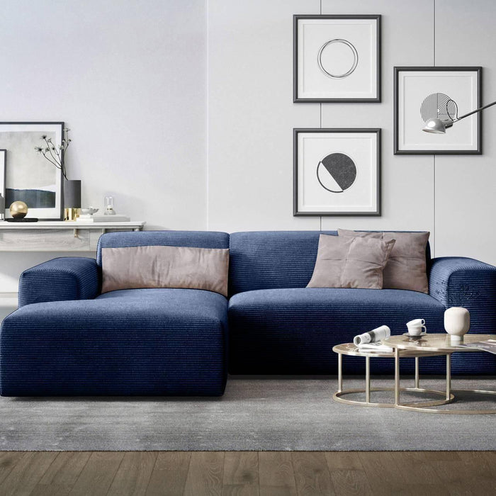 NADUVI Collection Nina Hoekbank Links - Ribstof - Donkerblauw