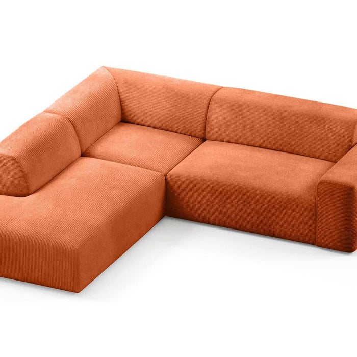 NADUVI Collection Nina Big Hoekbank Links - Ribstof - Terra Cotta