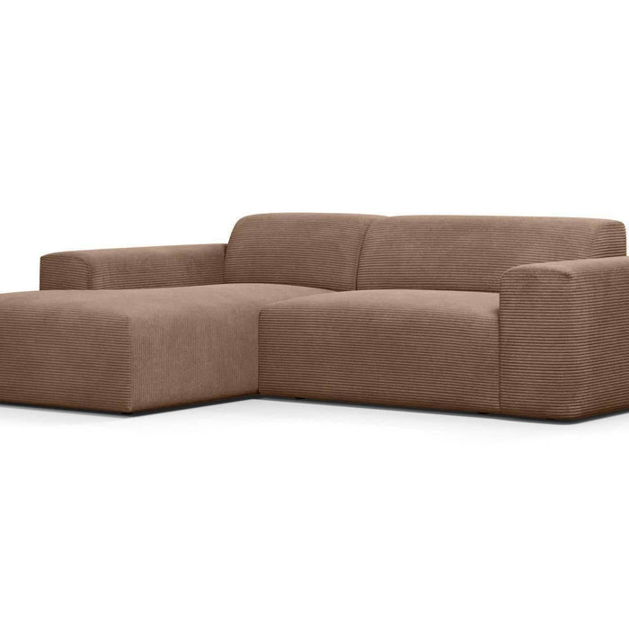 NADUVI Collection Nina Hoekbank Links - Ribstof - Hazelnootbruin
