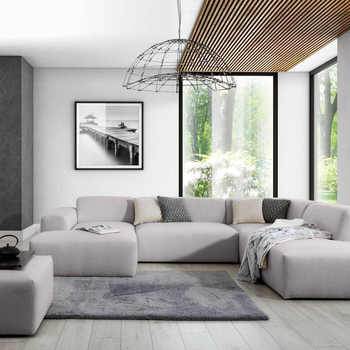 NADUVI Collection Nina U-bank Rechts - Ribstof - Lichtgrijs