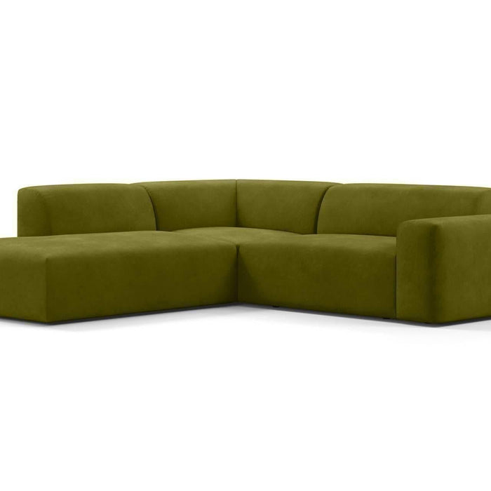 NADUVI Collection Nina Big Hoekbank Links - Velvet - Olijfgroen