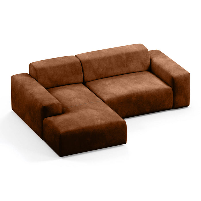 NADUVI Collection Nina Hoekbank Links - Velvet - Karamel bruin
