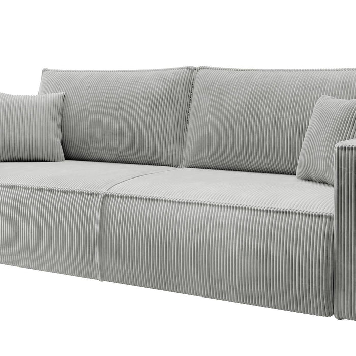 NADUVI Collection Galine 3-zitsbank met Slaapfunctie - Ribstof - Lichtgrijs