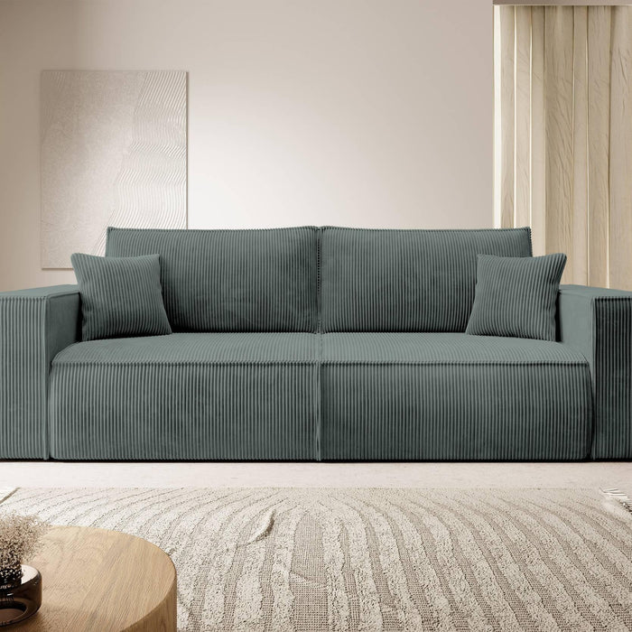 NADUVI Collection Galine 3-zitsbank met Slaapfunctie - Ribstof - Donkergrijs