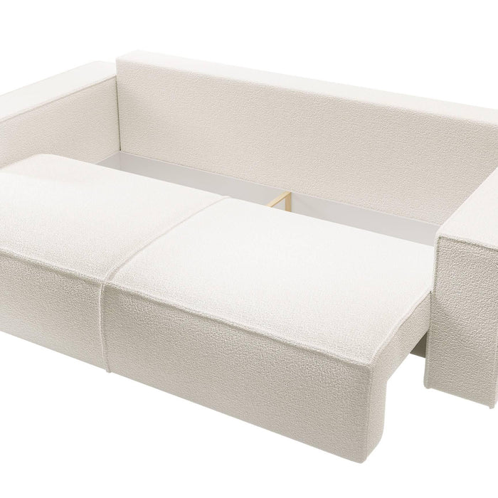 NADUVI Collection Galine 3-zitsbank met Slaapfunctie - Bouclé - Wit