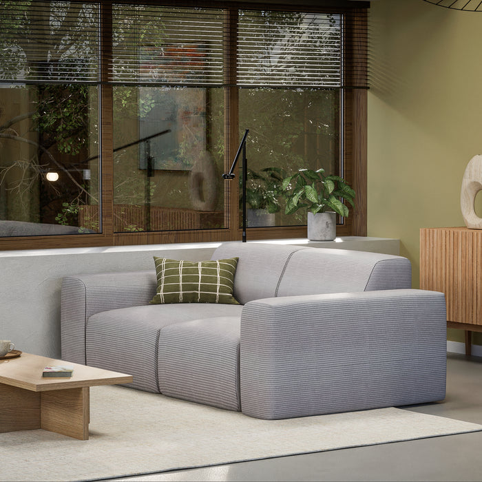 NADUVI Collection Nina 2-zitsbank - Ribstof - Lichtgrijs