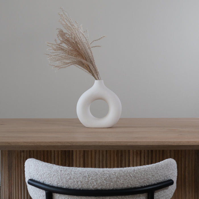 QUVIO Vaas rond met gat in het midden - 19 cm - Keramiek - Wit