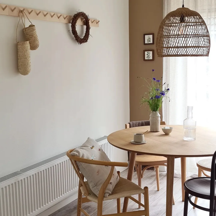 by fonQ basic Rounded Eettafel Ø 120 cm - Eiken/Beige