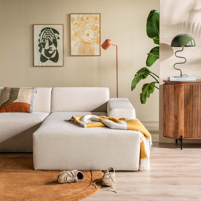 NADUVI Collection Nina Hoekbank Rechts - Ribstof - Crème