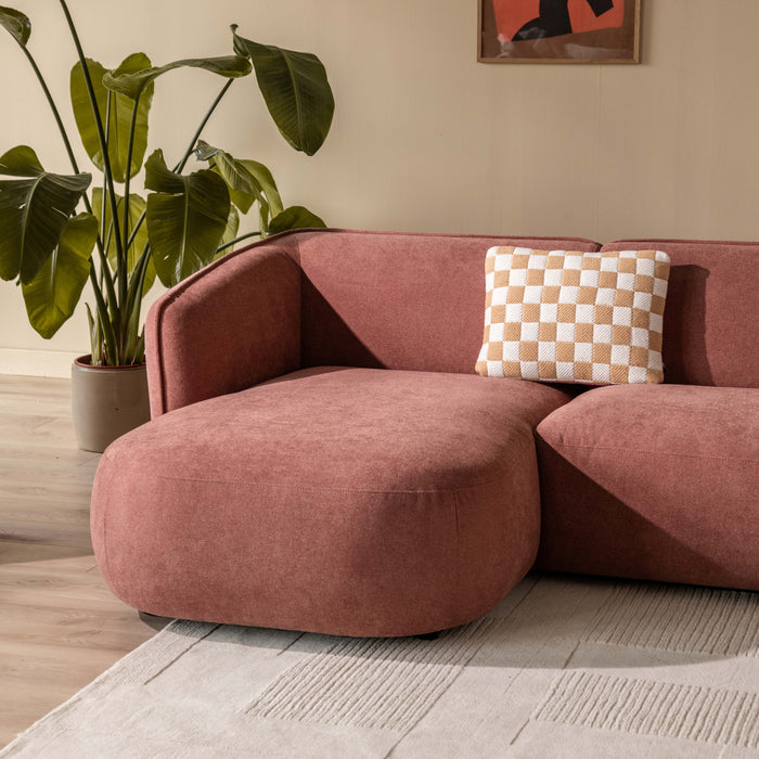 by fonQ Soft Hoekbank met Chaise Longue Links - Micro Chenille - Oud Roze