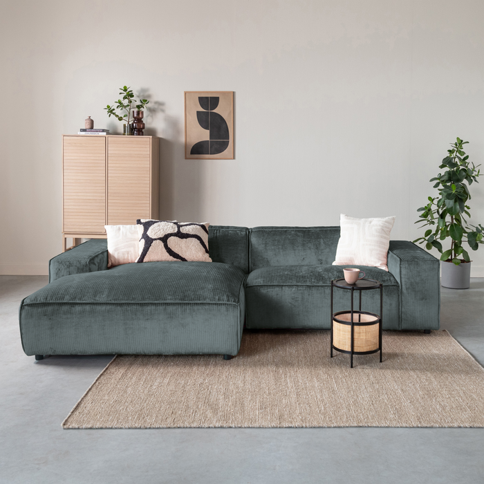 by fonQ Chunky Hoekbank met Chaise Longue Links - Rib - Teal