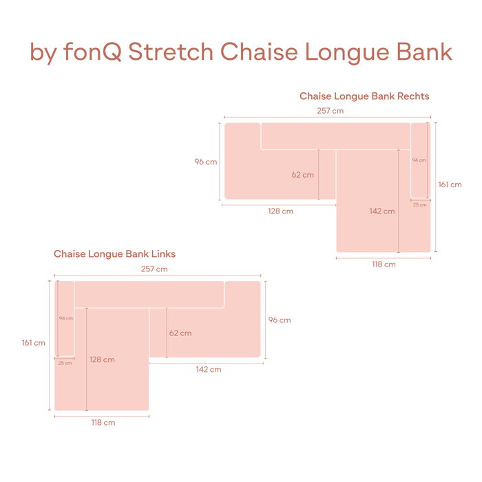 by fonQ Stretch Hoekbank met Chaise Longue Rechts - Beige