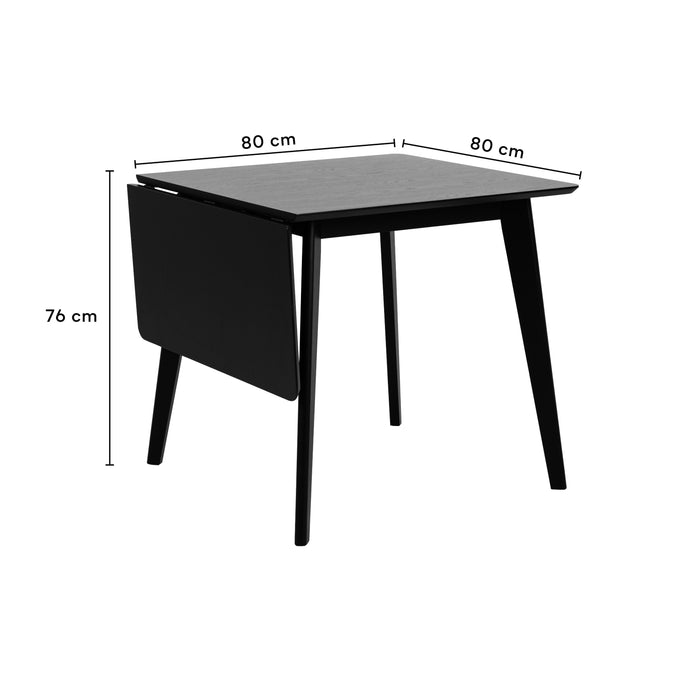 by fonQ basic Crow Eettafel Inklapbaar - 120 x 80 cm - Eiken / Zwart