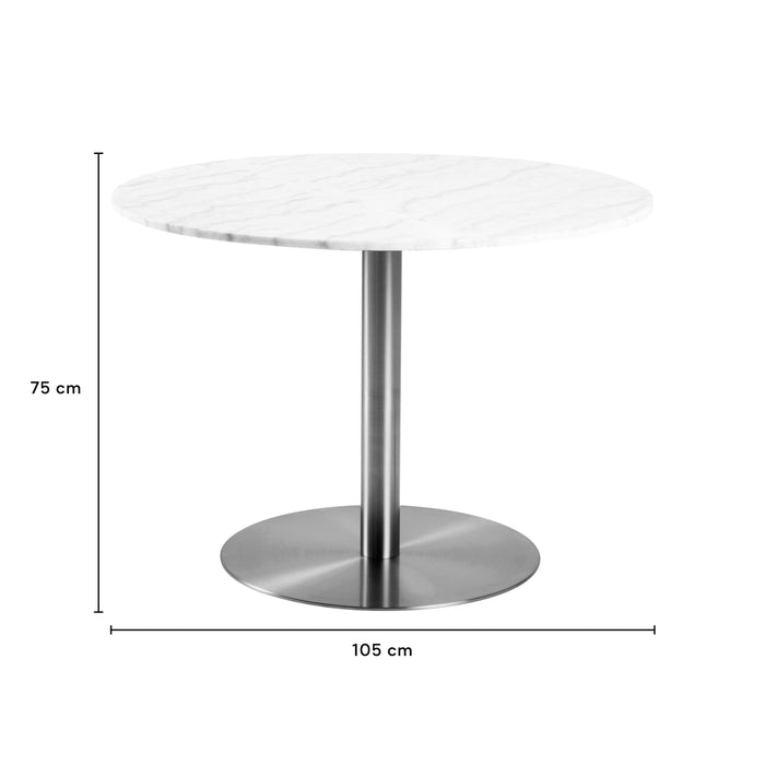 by fonQ Marble Eettafel Marmer - Ø 105 cm - Wit/Zwart