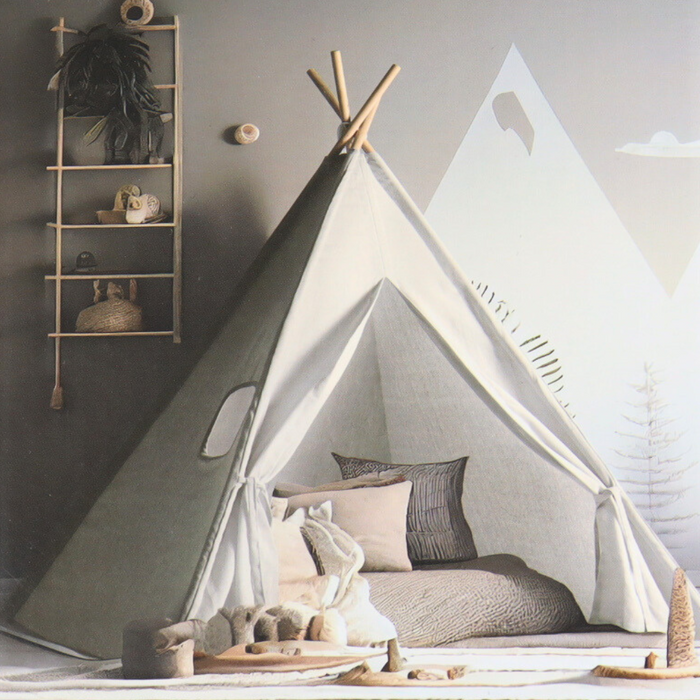 MISOU Tipi Tent Kinder Speeltent Jongens Meisjes 120x120x150cm Beig...