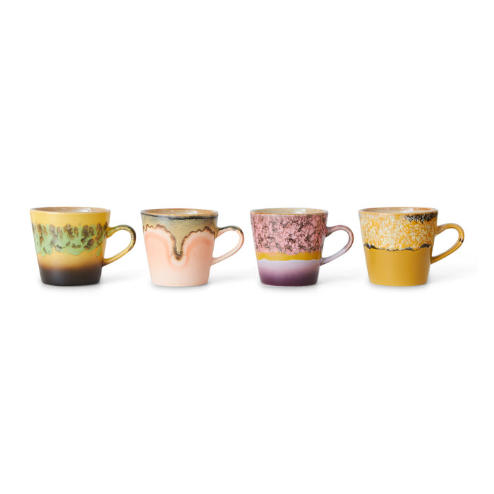 HKliving 70's Ceramics Americano Mok 0,27 L - Set van 4 - Radiant