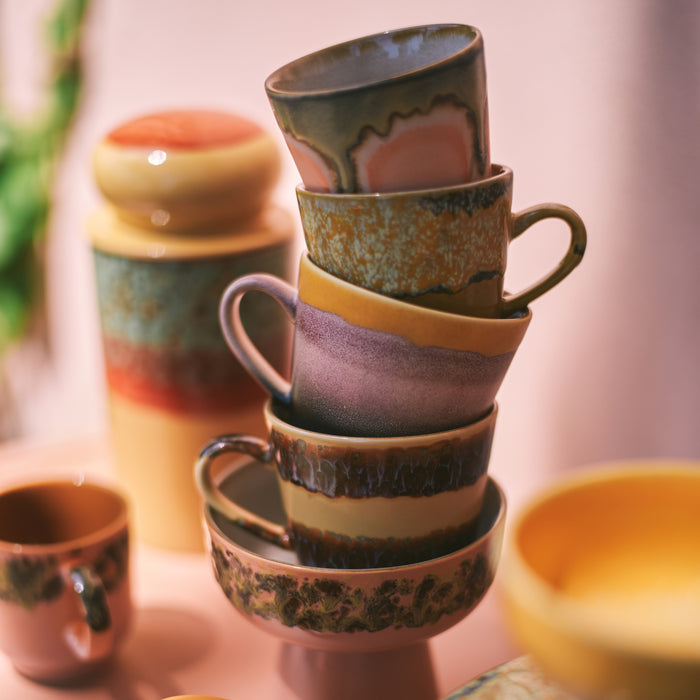 HKliving 70's Ceramics Cappuccinomok 0,33 L - Set van 4 - Vista