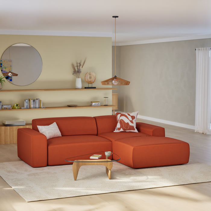 NADUVI Collection Nina Hoekbank Rechts - Velvet - Oranje